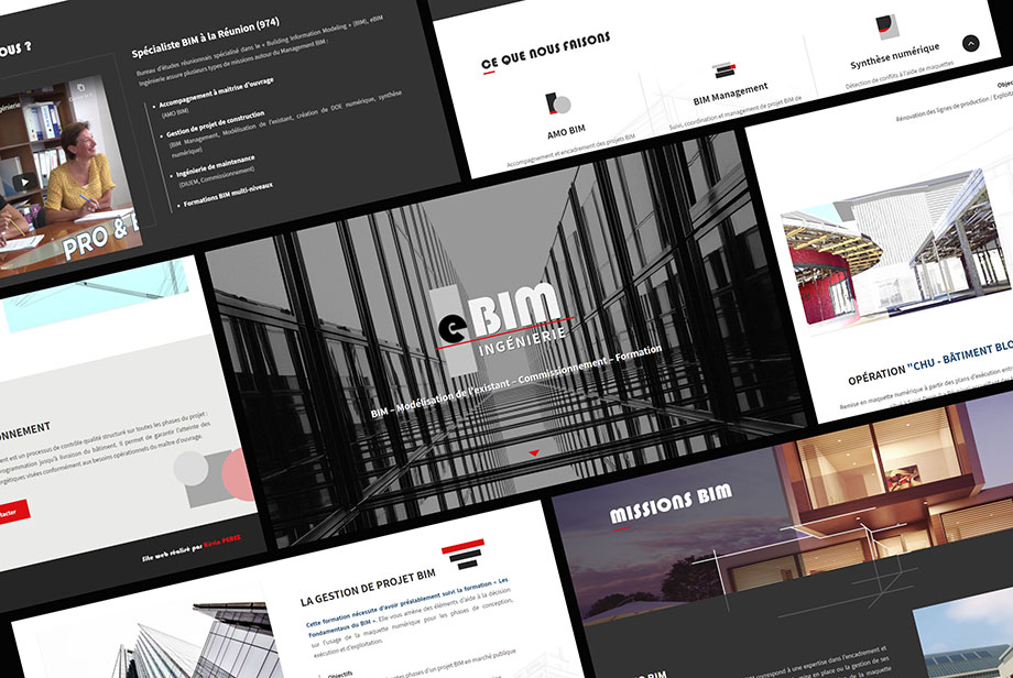 Captures d'écran du site ebim-ing.re développé par Kévin PEREZ, développeur web freelance sur La Réunion